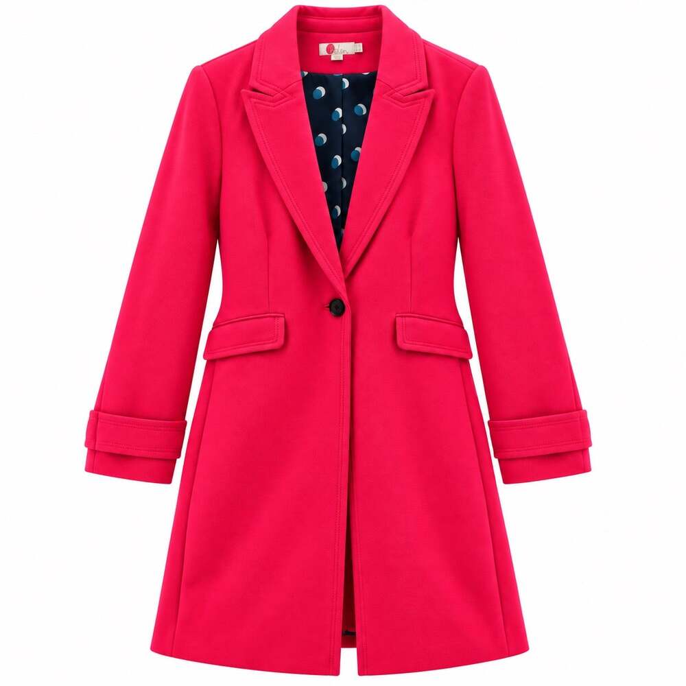 Boden Aileen Coat Hot Pink Fuchsia Tailored Longline Overcoat US 14 Preppy Chic